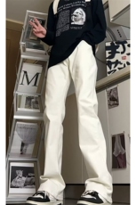 cleanfit白色牛仔裤春秋高街ins直筒长裤弯刀微喇裤KZ17Y250-TP35，男装牛仔裤，电商A247C