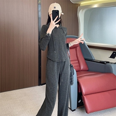 设计感拉链连帽开衫外套阔腿裤套装女秋新款，女装套装/套裙，江南