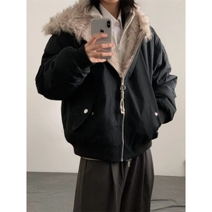 JY734-P152 美式座山雕毛领棉衣外套男女冬季宽松保暖棉服潮 网图图片
