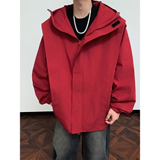JK2606/P65春装新款现货连帽夹克男宽松大码潮流外套上衣，男装夹克，电商A141