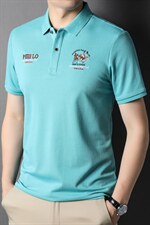 凉感冰丝2023夏季新款男士短袖T恤白色半袖衣服纯色翻领体恤，男装T恤，电商B212（原钱塘6029）