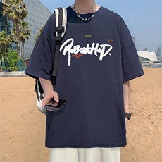 T797短袖t恤男夏季新款高街休闲纯棉体恤oversize大码宽松上衣服，男装T恤，星座304A-1