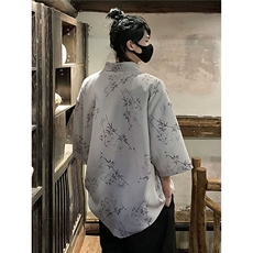 设计感衬衣男士夏季宽松新中式短袖衬衫潮流休闲半袖HA210-P37，男装T恤，星座208-5