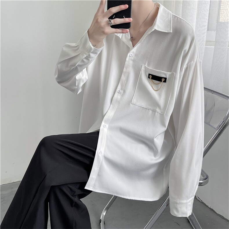日系衬衫男长袖夏季港风宽松韩版潮流ins港风冰丝衬衣W1159-P32,男装衬衫,星座512-4