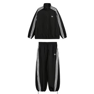 平铺秋冬新品 三条杠立领夹克男运动开衫外套中性套装H1003 P78图片