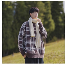 B299-M839格子针织慵懒日系港风毛衣P58X88（大货已入仓），男装针织衫/毛衣，电商B299-1