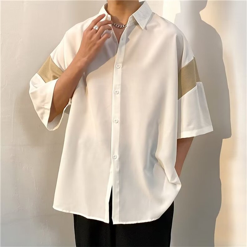 衬衫男韩版潮流拼色百搭2023夏季新款ins宽松百搭外套CY088-P30,男装衬衫,星座412-2