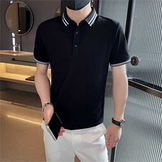 主推品质大码简约撞色领大码短袖翻领Polo衫潮牌上衣T063-38，男装T恤，电商D342
