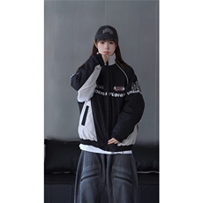 抖音视频截图只展示大货印花立领机车潮牌棉服77950特P85，男装棉衣，星座226-2