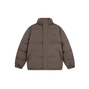 1506-1/M81101/P74美式复古格纹双面穿立领棉服外套男女冬季加厚图片