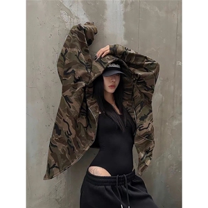 现货 美式复古迷彩连帽卫衣开衫W80/P52图片