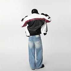 JK8574-P68美式pu皮衣飞行员夹克男款情侣拼接撞色痞帅高级感，男装皮衣，电商B323A