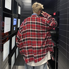 长袖衬衫日系港风ins宽松衬衣男生百搭休闲外套CS0132-P40，男装衬衫，星座308B-1