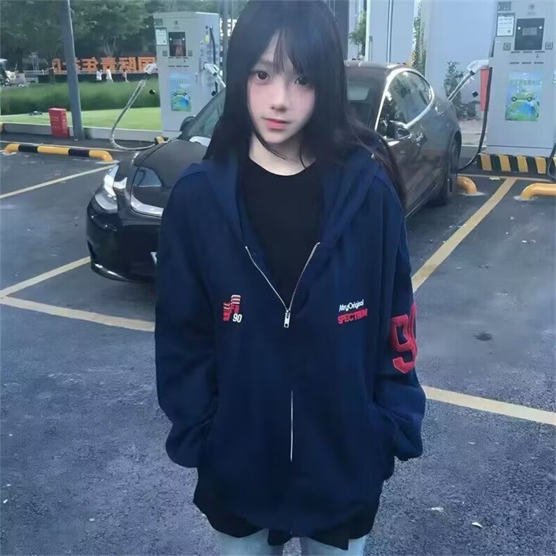 cleanfit美式连帽卫衣男女情侣款痞帅设计感刺绣短款正肩夹克外套,男装夹克,星座506A