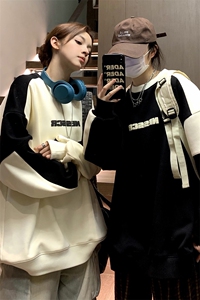 中性2025春装新圆领发泡印花卫衣春季男女情侣装宽松外套S289-P58图片