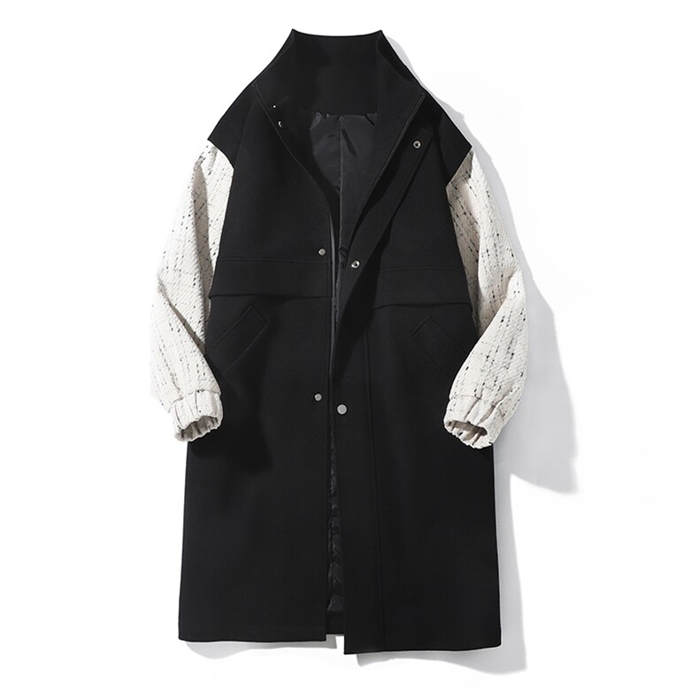 3W件大货小香风假两件毛呢男大衣男风衣男大码F115-P125白底平铺A，男装风衣，星座401