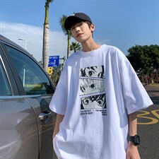 夏季潮牌短袖男卡通印花五分袖体恤宽松t恤圆领打底1008-T176-p28，男装T恤，星座1008