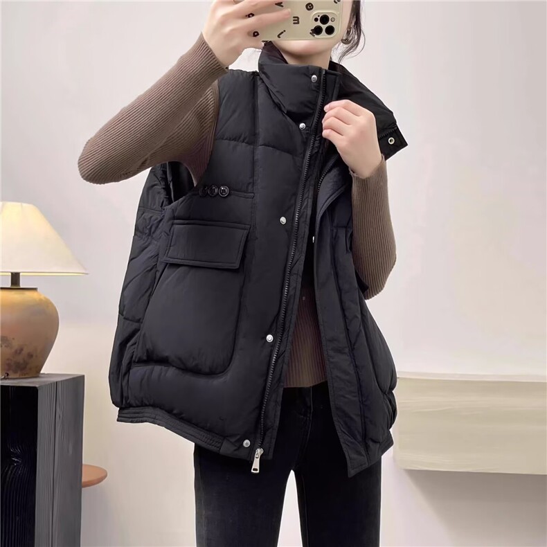 羽绒马甲女2025秋冬新款韩版宽松时尚小个子短款加厚背心外穿马夹，男装背心/马甲，星座1210-1