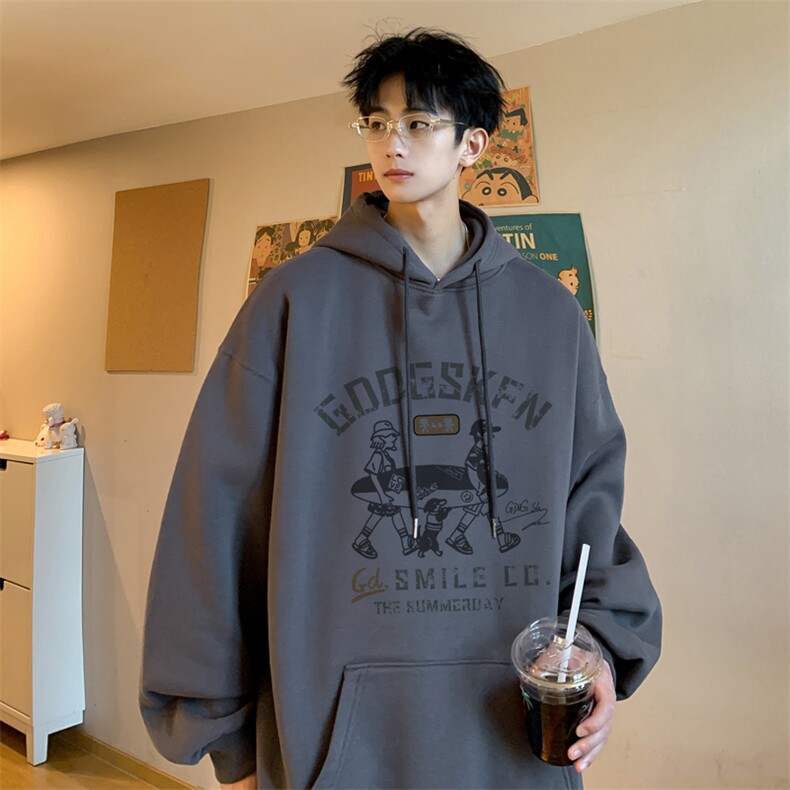 秋新连帽卫衣日系宽松男复古打底衫WY1818,男装卫衣,电商B316