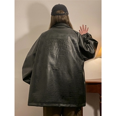 中性风鳄鱼纹钢印字母图案设计潮流大码夹克男JK77739P85控128，男装夹克，星座227-7