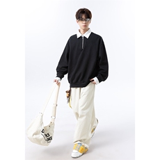 高克重格子条纹拉连V领时尚假两件拼接大码卫衣XZ301AWY2508，男装卫衣，星座301A