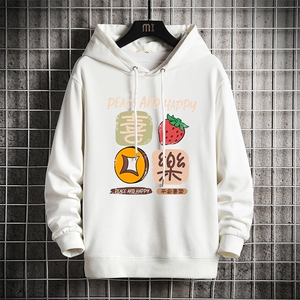 WY2322-P35 加绒款-P40 纯棉连帽卫衣男大码运动帽衫宽松薄 网格图片