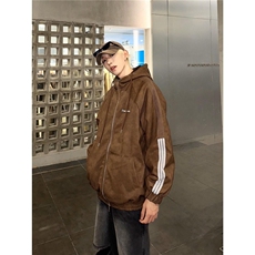 美式复古连帽皮衣羊羔绒棉服男冬三杠棉衣设计感夹棉外套M02/P118，男装夹克，星座206（原A221）