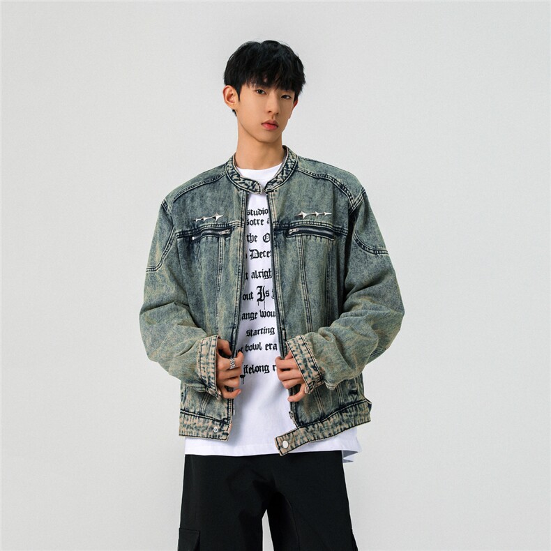 1303B-JK5501-P98158原版做工重工水洗拉链设计牛仔外套,男装工装外套,星座1303B