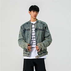 1303B-JK5501-P98158原版做工重工水洗拉链设计牛仔外套，男装工装外套，星座1303B