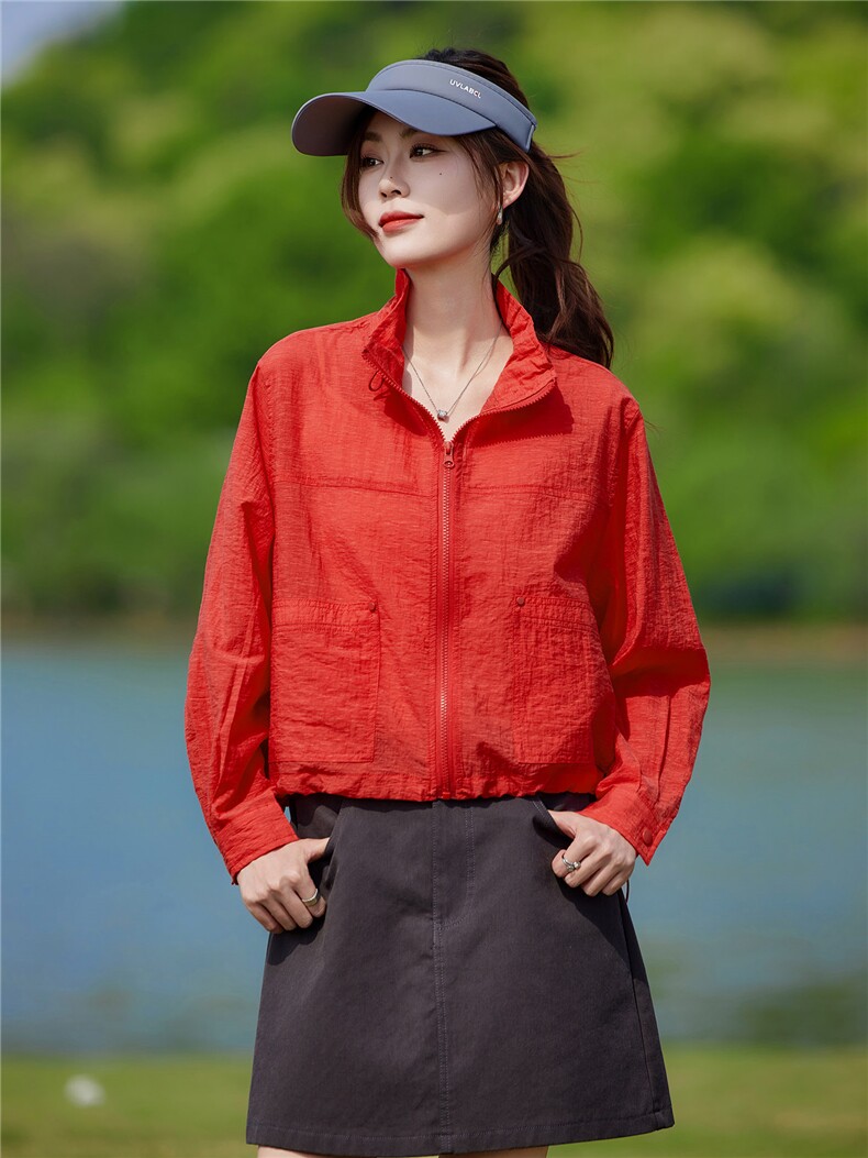 现货2026夏季新款轻薄透气时尚宽松休闲莱赛尔常规夏季女士短外套,女装防晒衣,靓衣阁