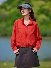 现货2026夏季新款轻薄透气时尚宽松休闲莱赛尔常规夏季女士短外套，女装防晒衣，靓衣阁