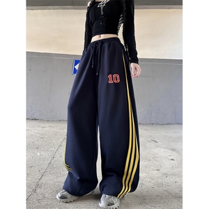 新款卫裤宽松休闲裤男韩版潮流百搭坠感阔腿拖地长裤K8057p48图片