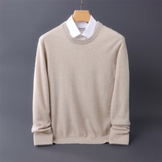 秋冬季新款舒适时尚百搭12针小圆领男士衫，男装羊绒套衫，伊绒腾羊绒