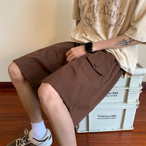 复古工装短裤男夏季薄款宽松休闲中裤百搭潮牌阔腿五分裤图片