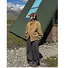 巴恩风登山水洗帆布夹克男女同款春季宽松百搭立领哈灵顿外套上衣，男装夹克，星座506A