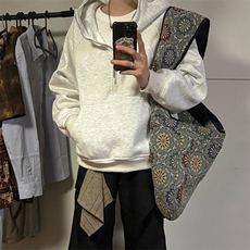 抖音得物二开美式重磅宽松结构拉链设计防风高领连帽卫衣外套W76，男装卫衣，电商A486