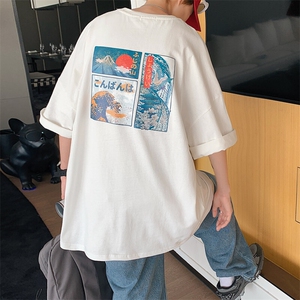 1港风印花情侣日系风潮大码M-5XL短袖T恤男DT7645P30控45图片