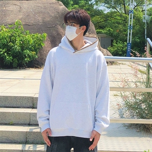 抖音得物高品质二开 25秋冬美式重磅宽松纯色连帽贝壳刺绣卫衣W63图片