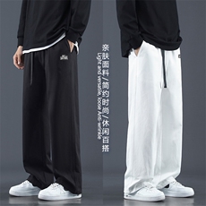 质感美式胶标长裤休闲全棉裤垂顺亲柔不掉色拖地裤K662-特批41，男装棉裤，星座718-1
