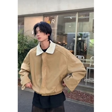 网图条纹拼接假两件外套男美式复古廓形飞行员夹克JKT15-特P68，男装夹克，星座1007（原301D）