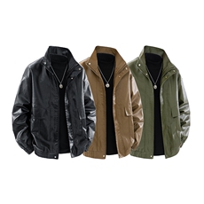 得物二开皮衣外套美式复古立领机车服PU皮夹克宽松秋JK1200-P78，男装皮衣，星座1103-3