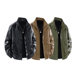 得物二开 皮衣外套美式复古立领机车服PU皮夹克宽松秋JK1200-P78图片