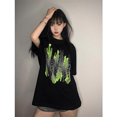 欧美高街重磅硬挺t恤男生夏季穿搭ootd短袖美式潮牌小领口七分袖，男装T恤，四季星座1015