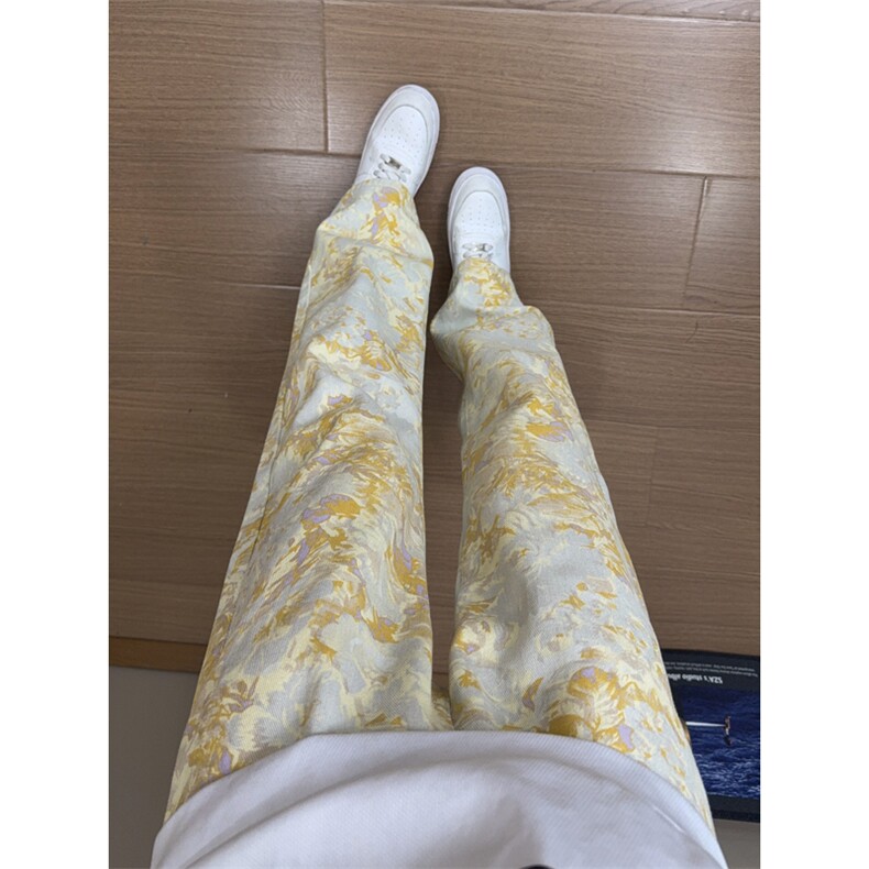 B221 美式ins高街暗黑宽松直筒印花牛仔裤LK25439-特P45控78图片