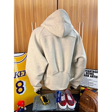抖音得物高品质二开26春装重磅宽松结构拉链设计高领连帽卫衣W76，男装卫衣，电商A486-1