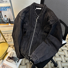 机车牛仔外套男春秋美式潮流解构设计感夹克JK08639-P78有垫肩，男装工装外套，星座308B-1