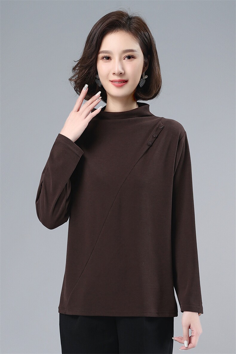 2021年冬季圆领纯色宽松长袖拼接文艺宽松打底,女装卫衣/绒衫,叶笙衣