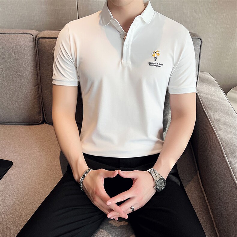2024夏季新款英伦风高品质修身刺绣POLO衫冰丝短袖T恤男D230-p48,男装T恤,电商D303
