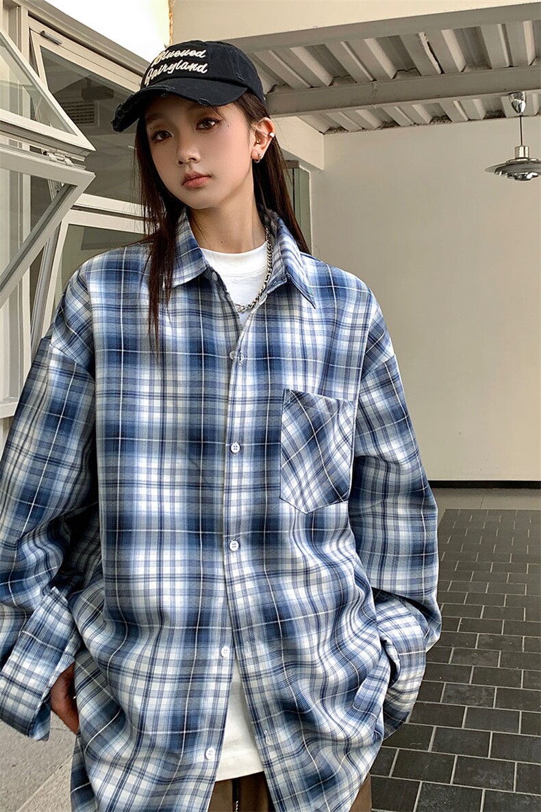 港风衬衫长袖耐磨格子衬衫休闲百搭MD-H527-特批40控79,男装衬衫,星座717