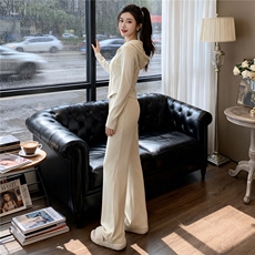 女春季新款休闲运动套装时尚洋气显瘦连帽长袖卫衣阔腿长裤两件套，女装套装/套裙，2C310